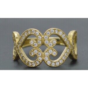 Real 10K Yellow Gold 12mm Lovestruck CZ Heart Shape Wedding Ring All Sizes